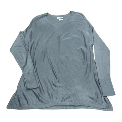 Suéter Van Heusen feminino grande cinza túnica pulôver punhos com nervuras manga longa - Imagem 1 de 4