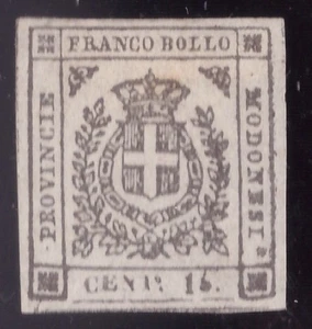 Italia Modena, 15 c. grigio GP con cifra 5 deformata senza gomma (Diena) -HB77 - Imagen 1 de 3