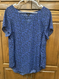 Torrid Blouse Top L Large 0 Women’s Blue Black Career Office Casual Business - Picture 1 of 4