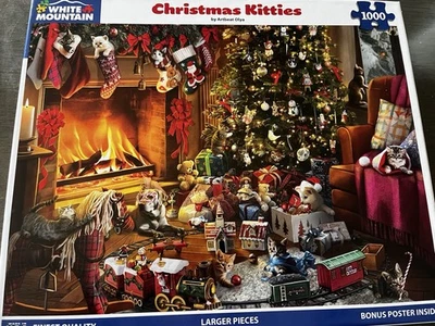 New 2025 Christmas Kitties White Mountain 1,000 Pc Puzzle - Image 1 of 4