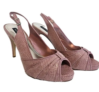 White House Black Market Riley Pink Peep Toe Sling Back 4" Heel Shoes Sz 9  - Image 1 of 4