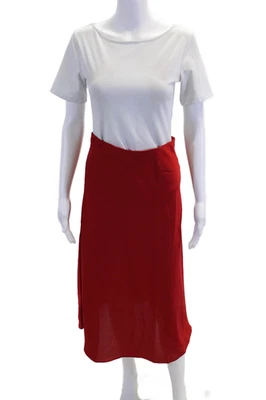 Falda J Crew Mujer Cintura Elástica Midi Satén Línea A Roja Talla Extra Pequeña Foto 1 de 4