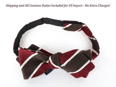 Pajarita para hombre Suitsupply ~ 45 cm marrón rojo rayas seda mariposa Foto 1 de 4