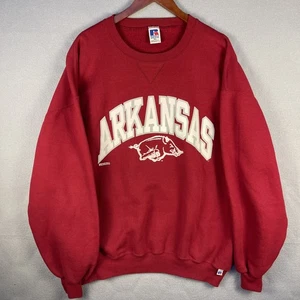 VTG Arkansas Razorbacks Sweater Mens 2XL Red Russell Athletics Made in USA 90s - Picture 1 of 8