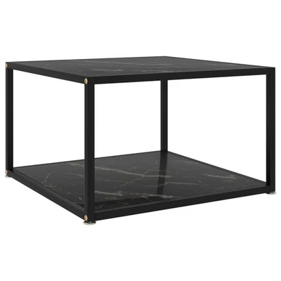 Coffee Table Black Tempered Glass 23.6 x 23.6 x 13.8 in Square - Image 1 of 4