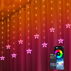 Star Curtain Lights, 10ft x 3.3ft RGB LED Color Changing String Fairy Lights ... - Picture 1 of 6