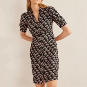 Mini Vestido Boden Botón Jersey Tea Beige/Negro Bolsillos EE. UU. 6P - Imagen 1 de 10