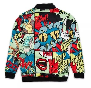 Giacca da pista uomo Reason Brand Medium nuova con etichetta stampa fumetto allover nera full zip - Foto 1 di 8