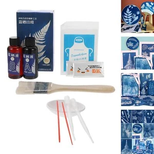Cyanotype Druck Zum Selbermachen Set 3,5oz A B 100ml Flüssigkeit mit Handschuhen Mischstabbürste - Bild 1 von 7