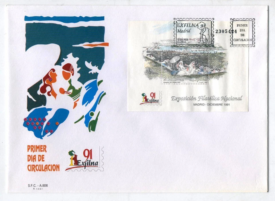 FDC U78 Spain 1991 Block Art painting - Image 1 of 1