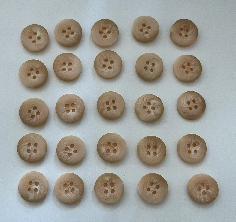 25 x 16mm Peach & Cream Mottled 4 Hole Buttons Tailoring/Sewing/Knitting - Image 1 of 3