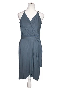 White House Black Market ärmelloses Kleid Crossover Midi Gürtel blau gefüttert Gr. 4 - Bild 1 von 2