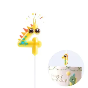 1.96 Inch Yellow Dinosaur Birthday Candle Number 4, Dino Theme Candles Cake T... - Picture 1 of 7