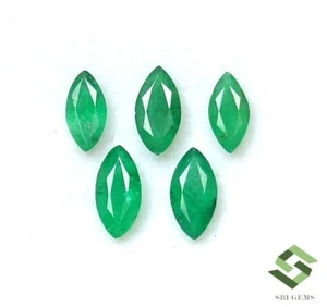 7x3.50 MM Zu 8x4 Natürlicher Smaragd Marquise Schnitt Menge 05 Pcs 2.40 Cts Lose - Picture 1 of 7