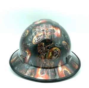 Made in the USA ERB Wide Brim Hard Hat Hydro Dipped in Ghost Rider w/ BG - Picture 1 of 4