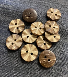 10 X 15mm Coconut Shell Buttons- Australian Supplier - Picture 1 of 1