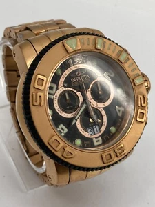 Invicta Men's Sea Hunter Swiss Chrono Black Dial Rose Gold Steel Watch 10764 - Picture 1 of 7