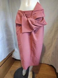 TOPSHOP dark pink bow front detail below the knee pencil skirt size 12 - Picture 1 of 4