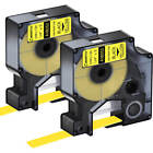 Heat Shrink Tube Label Ind Tape Black/Yellow 18052 For Dymo Rhino 5200 1/4" 2Pcs