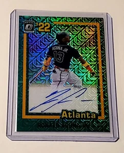 Ronald Acuna Jr. 2022 Donruss Autografo Mojo verde ottico 81' Retro 6/15 Braves - Foto 1 di 4