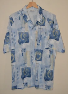 Vtg Blue Lilly Dache Disco Golf 100% Polyester S/S Button Neck Polo Shirt XL - Picture 1 of 5