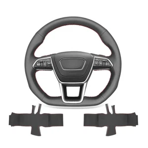 Cubierta de volante de coche de gamuza negra personalizada para Audi A6 Avant A6 Allroad - Imagen 1 de 11