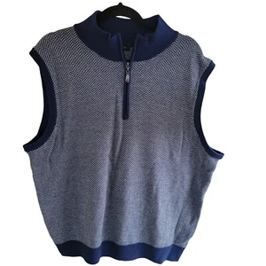 BOBBY JONES GOLF 1/2 ZIP XL SWEATER VEST MEN'S NAVY 100% Extra Fine Merino Wool - Picture 1 of 4