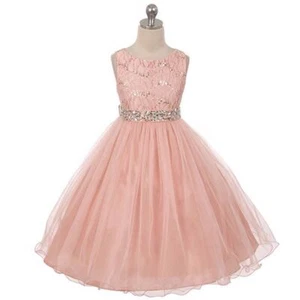 BLUSH Size 10 Sequins Flower Girl Dress Birthday Recital Party Formal Bridesmaid - Picture 1 of 4