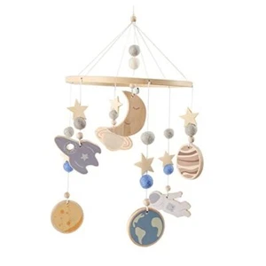 Space Nursery Mobile - Crib Mobile for Babies - Wooden Baby Mobile Blue Space - Picture 1 of 7