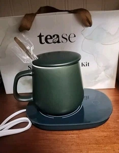 Green Tease Smart Heated Mug Kit w/ Mug with Lid, Gold Spoon & Warming Pad - Picture 1 of 13