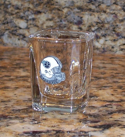 NFL Tennessee Titans Collectible Square Shot Glass w/ Pewter Emblem, Nice, LOOK Cover