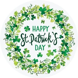 HAPPY ST. PATRICK'S DAY SHAMROCKS & GREENERY WREATH SUNCATCHER NEW - Picture 1 of 2