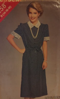 VINTAGE BUTTERICK/SEE & SEW Pattern #5258 Misses' DRESS size 14-16-18 UC/FF - Image 1 of 4