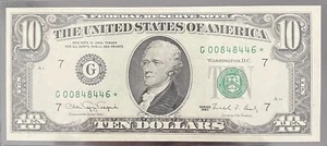 1990 $10 Star Note - Picture 1 of 2