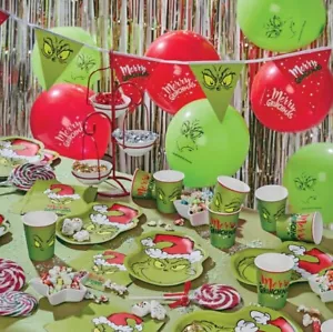 Grinchmas Party Box Nuovo Piatti Tovaglioli Tazze Palloncini e Bunting - Foto 1 di 2
