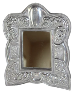 Genuine Pewter 3"x4" Elegant Wood Back Decorative Mirror Frame Made in Mexico-#5 - Picture 1 of 11