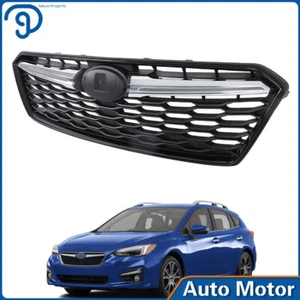 Front Bumper Grille Chrome Trim Gloss BLK For 17-19 Subaru Impreza Mesh Assembly - Picture 1 of 20
