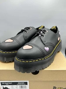 Dr. Martens Womens 1461 Quad Heart Leather Platform Shoe Black Size 11 - Picture 1 of 9