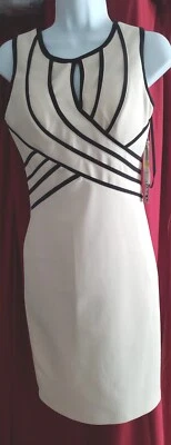 Nwt XOXO Tan & black fully Lined & padded Sleeveless Dress Sz Medium Back Zipper - Image 1 of 4