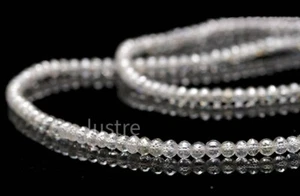 Natural Rare Snow White Diamond Faceted Rondelle Bead jewelry 3 mm 2 Pcs - Picture 1 of 2