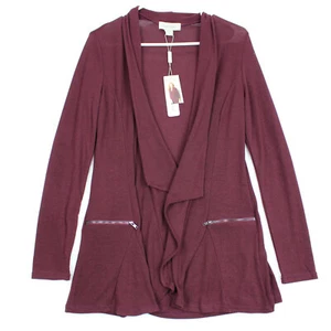 NEW $57 Charlie Paige Open Front Cardigan Women's Size Small Burgundy - Picture 1 of 9