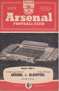 ARSENAL v Blackpool ~ 19. April 1957 ~ portofrei (3) - Bild 1 von 1