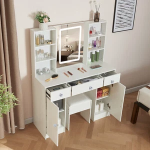 Makeup Vanity Mirror Drawer Dresser Set With 3-Mode Adjustable Brightness Lights - Picture 1 of 10