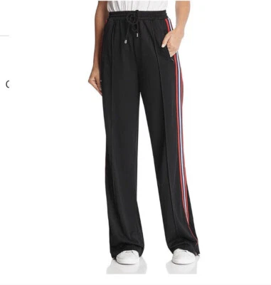 Nuevo con etiquetas Pantalones deportivos Rebecca Minkoff Betsy negros tiro alto rayas laterales pierna ancha pequeños Foto 1 de 4