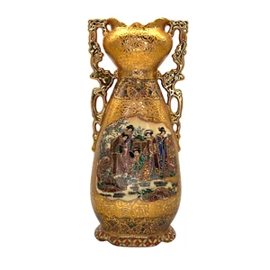 Vintage Gold Satsuma Vase japanische handbemalte Geisha Damen detailliert Moriage - Bild 1 von 22
