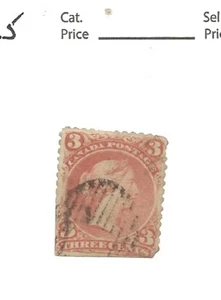 Canada # 25, 3 cent red, 1868-69 - Picture 1 of 2