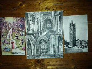 Antique Postcards - Taunton Churches plus Taunton Lover's Walk - RPPC - Picture 1 of 3