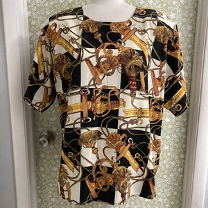 Vintage Maggie Mcnaughton Größe 16 W Schwert Sonne Seil kariert Bluse Shirt Top - Bild 1 von 6