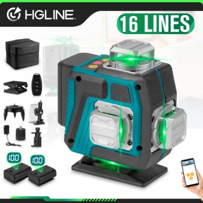Niveau Laser Autonivelant Vert 4D 16 Lignes ±3 Niveau Avec 2piles & Télécommande - Photo 1/4