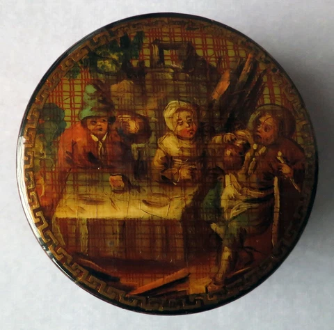 *RARE Vernis Martin PAPIER Georgian 18c French Snuff Box Family LOUIS XV  Period Cover
